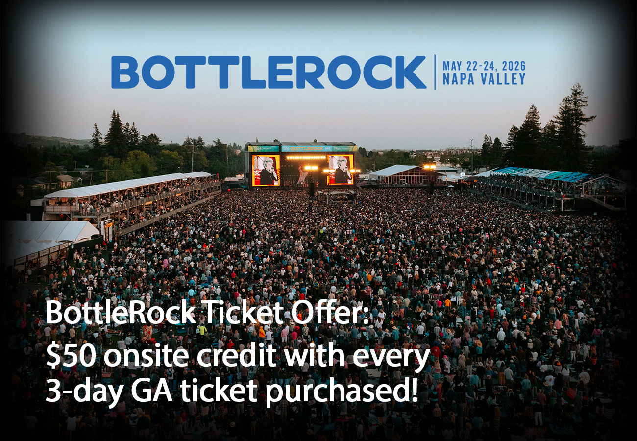 BottleRock Ticket Offer: $50 onsite credit with every 3-day GA ticket purchased!